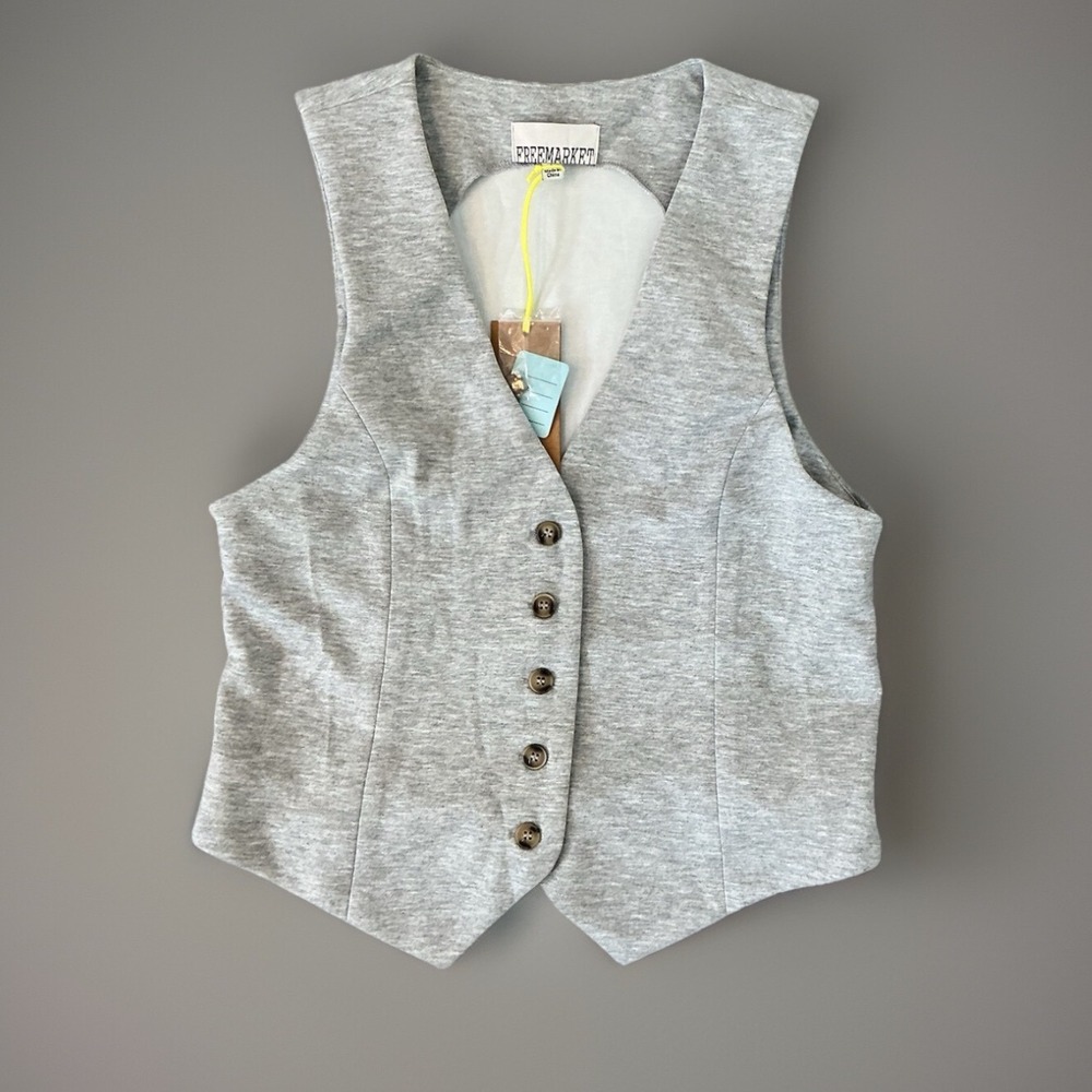 Grey Women's Tailored Vest - Fashionable Button Front